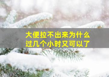 大便拉不出来为什么过几个小时又可以了