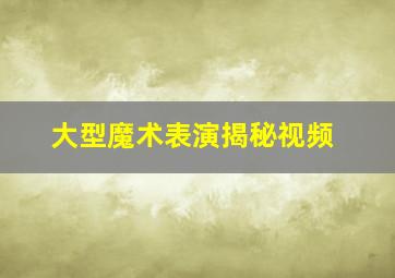 大型魔术表演揭秘视频