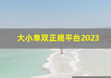 大小单双正规平台2023