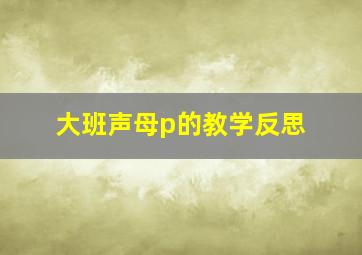 大班声母p的教学反思