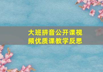 大班拼音公开课视频优质课教学反思