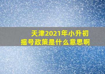 天津2021年小升初摇号政策是什么意思啊