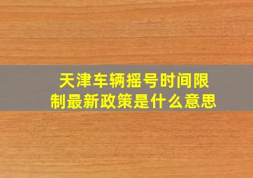 天津车辆摇号时间限制最新政策是什么意思