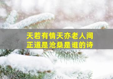 天若有情天亦老人间正道是沧桑是谁的诗