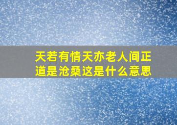 天若有情天亦老人间正道是沧桑这是什么意思