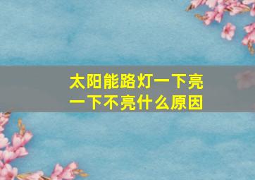 太阳能路灯一下亮一下不亮什么原因