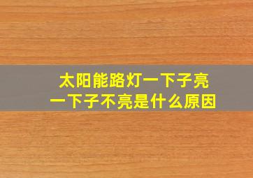 太阳能路灯一下子亮一下子不亮是什么原因