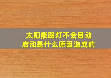 太阳能路灯不会自动启动是什么原因造成的