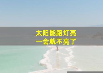 太阳能路灯亮一会就不亮了