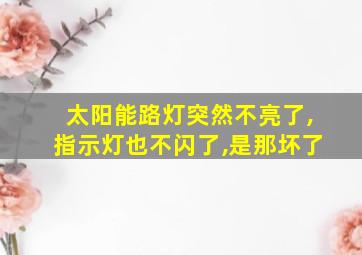 太阳能路灯突然不亮了,指示灯也不闪了,是那坏了