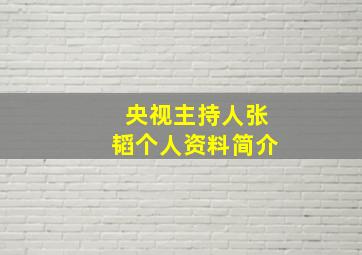 央视主持人张韬个人资料简介