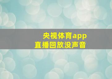 央视体育app直播回放没声音