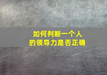 如何判断一个人的领导力是否正确