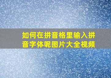 如何在拼音格里输入拼音字体呢图片大全视频