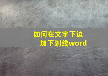 如何在文字下边加下划线word