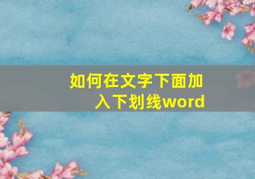 如何在文字下面加入下划线word