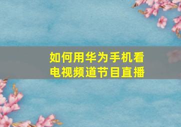 如何用华为手机看电视频道节目直播