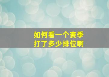 如何看一个赛季打了多少排位啊