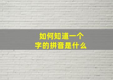 如何知道一个字的拼音是什么