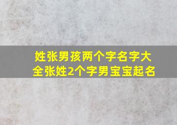 姓张男孩两个字名字大全张姓2个字男宝宝起名