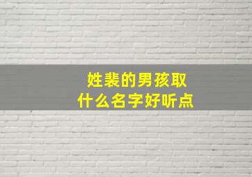 姓裴的男孩取什么名字好听点