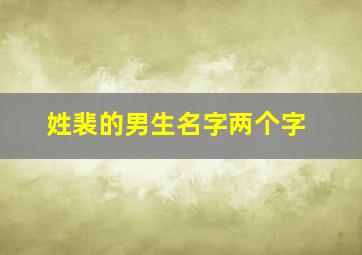 姓裴的男生名字两个字