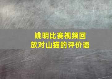 姚明比赛视频回放对山猫的评价语