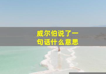 威尔伯说了一句话什么意思