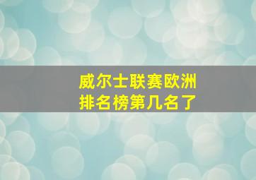 威尔士联赛欧洲排名榜第几名了