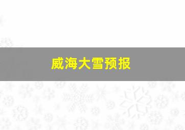 威海大雪预报