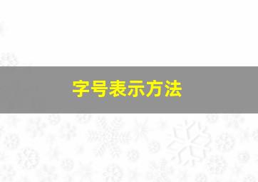 字号表示方法