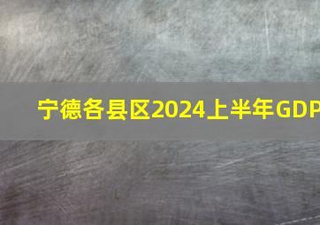 宁德各县区2024上半年GDP