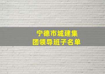 宁德市城建集团领导班子名单