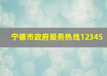 宁德市政府服务热线12345