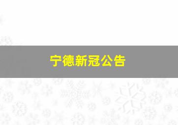 宁德新冠公告