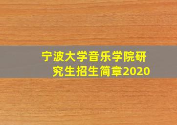 宁波大学音乐学院研究生招生简章2020