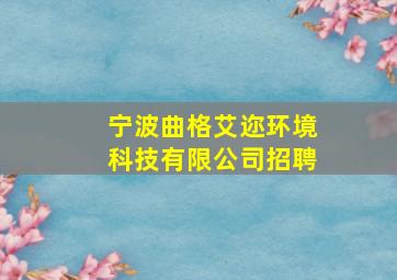 宁波曲格艾迩环境科技有限公司招聘