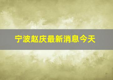 宁波赵庆最新消息今天