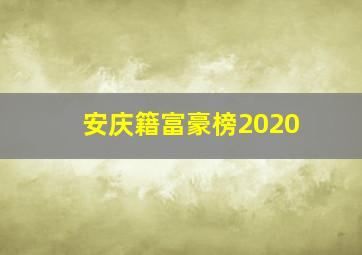 安庆籍富豪榜2020