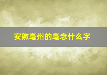 安徽毫州的毫念什么字