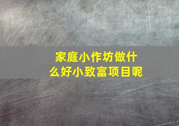 家庭小作坊做什么好小致富项目呢