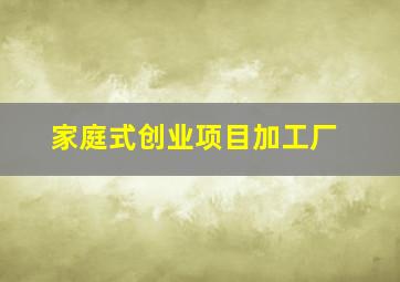 家庭式创业项目加工厂