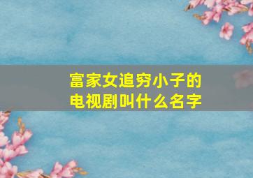 富家女追穷小子的电视剧叫什么名字