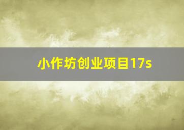 小作坊创业项目17s