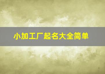 小加工厂起名大全简单