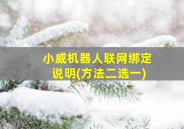 小威机器人联网绑定说明(方法二选一)