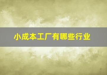 小成本工厂有哪些行业