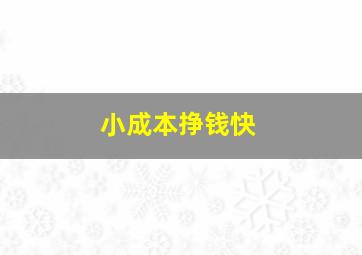 小成本挣钱快