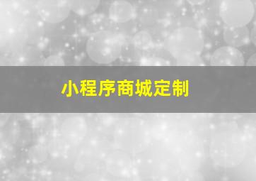 小程序商城定制