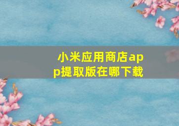 小米应用商店app提取版在哪下载